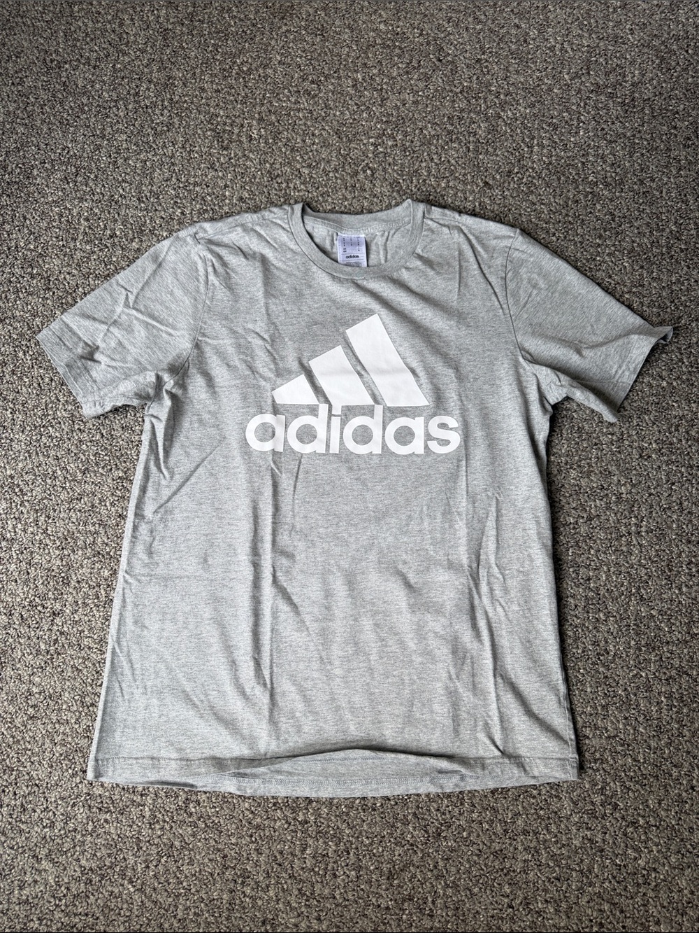 adidas Gray Short Sleeve Logo Tee with White Trefoil
